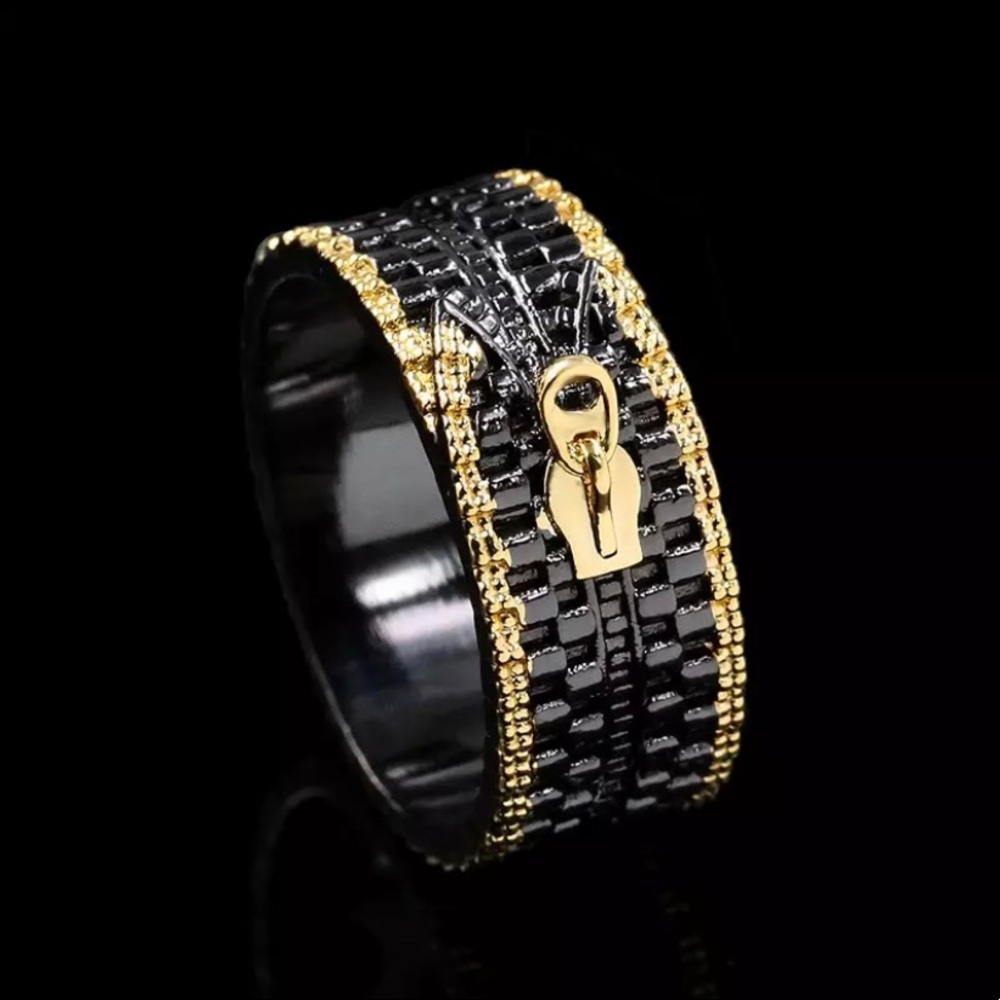 Beautiful Black & Gold Zipper Ring Accessory Jewelry